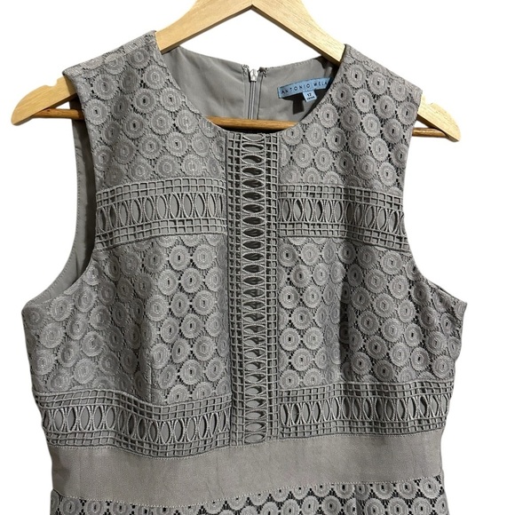 ANTONIO MELANI Gray Sleeveless Sheath Midi Dress Wedding Church Cocktail Size 12 - Picture 4 of 7